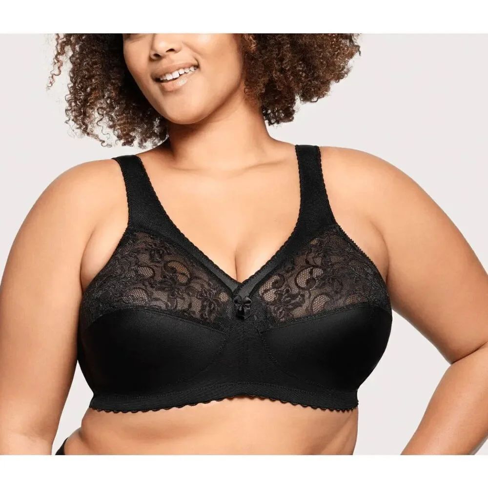 Glamorise MagicLift Original Support Bra black lace size 40J style 1000